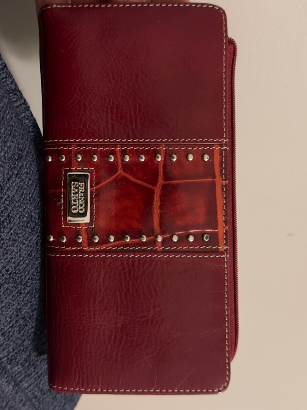 Franco Sarto Womens Leather Large Pockets,ID,Cards Holder, Coin Studded